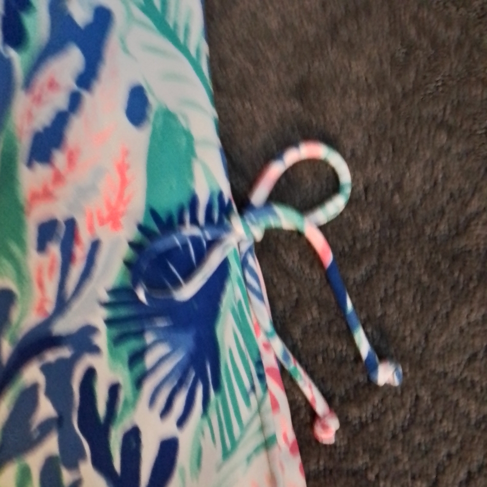 Lilly Pulitzer Pearl Romper In Jet Stream Print Pink Blue Green White - 0 - Picture 12 of 15